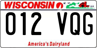 WI license plate 012VQG