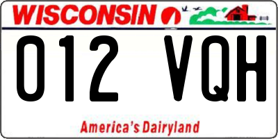 WI license plate 012VQH