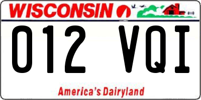 WI license plate 012VQI