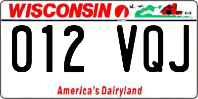 WI license plate 012VQJ