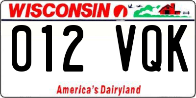 WI license plate 012VQK