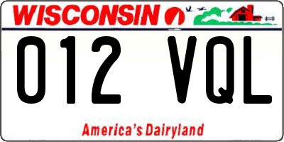 WI license plate 012VQL