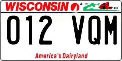 WI license plate 012VQM