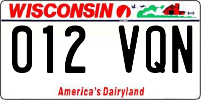 WI license plate 012VQN