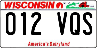 WI license plate 012VQS