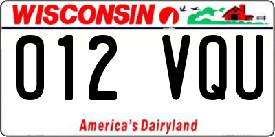WI license plate 012VQU