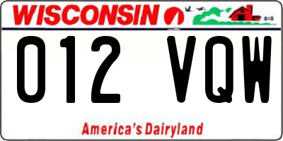 WI license plate 012VQW