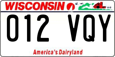 WI license plate 012VQY