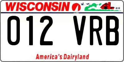 WI license plate 012VRB