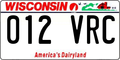 WI license plate 012VRC