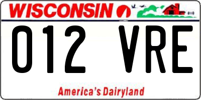WI license plate 012VRE