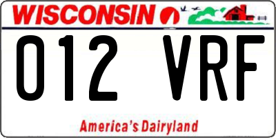 WI license plate 012VRF