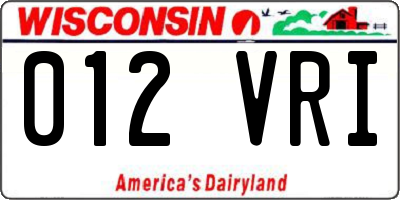 WI license plate 012VRI