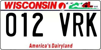 WI license plate 012VRK