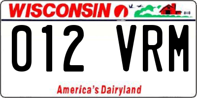 WI license plate 012VRM