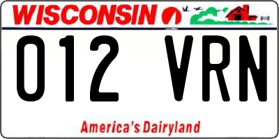 WI license plate 012VRN