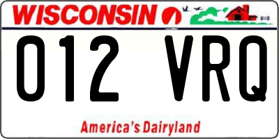 WI license plate 012VRQ