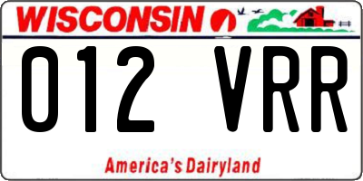 WI license plate 012VRR