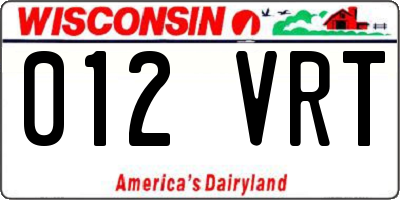 WI license plate 012VRT