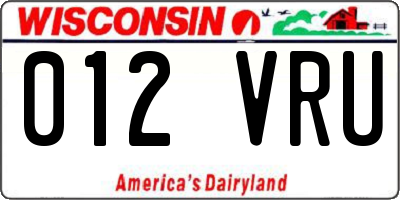 WI license plate 012VRU