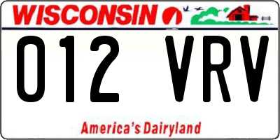 WI license plate 012VRV