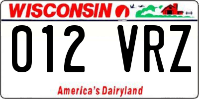 WI license plate 012VRZ