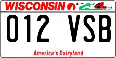 WI license plate 012VSB