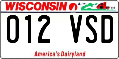 WI license plate 012VSD