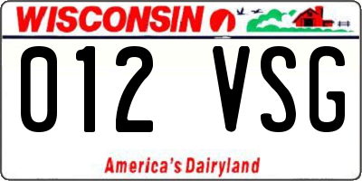 WI license plate 012VSG
