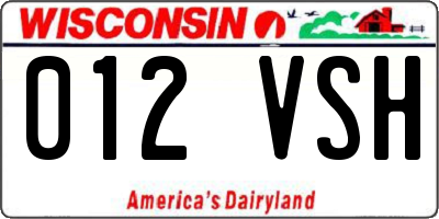 WI license plate 012VSH