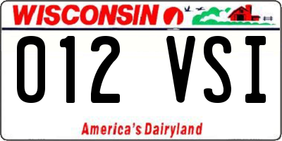 WI license plate 012VSI