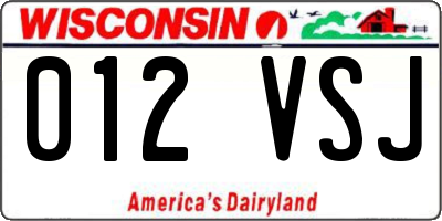 WI license plate 012VSJ