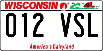 WI license plate 012VSL