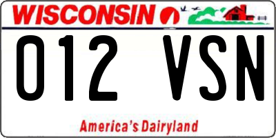 WI license plate 012VSN