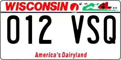 WI license plate 012VSQ