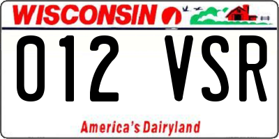 WI license plate 012VSR
