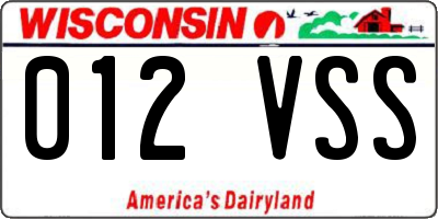 WI license plate 012VSS