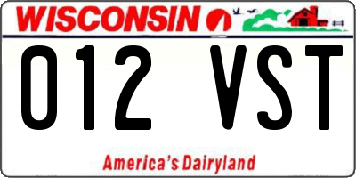 WI license plate 012VST