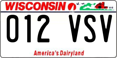 WI license plate 012VSV