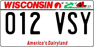 WI license plate 012VSY