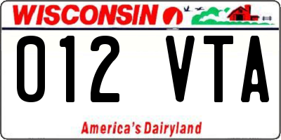 WI license plate 012VTA