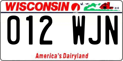 WI license plate 012WJN