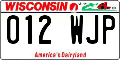 WI license plate 012WJP