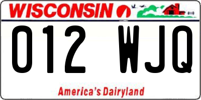 WI license plate 012WJQ