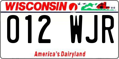 WI license plate 012WJR