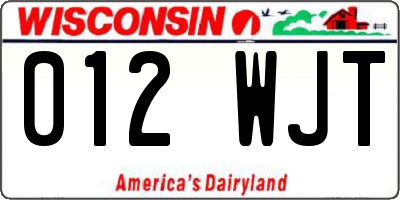 WI license plate 012WJT