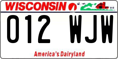 WI license plate 012WJW