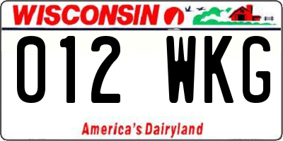 WI license plate 012WKG