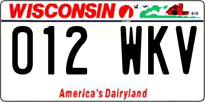 WI license plate 012WKV