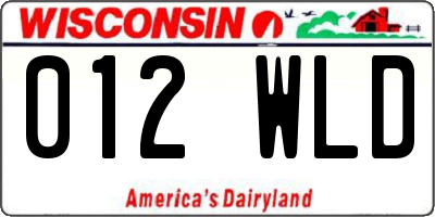 WI license plate 012WLD